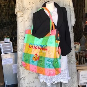 Cozumel embroidery large tote bag